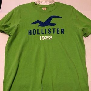 Hollister Green Tee With Blue And White Lettering